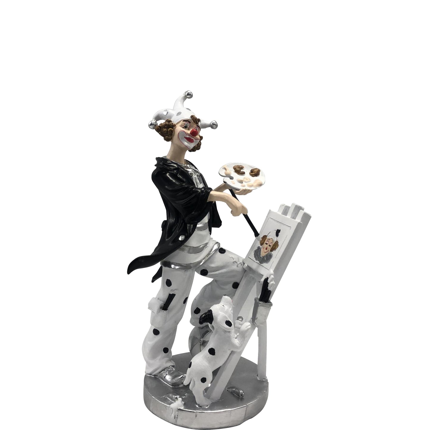 Art. 30084 Clown mit Staffelei weiß/schwarz 22cm