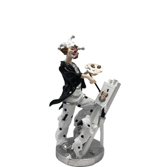 Art. 30084 Clown mit Staffelei weiß/schwarz 22cm