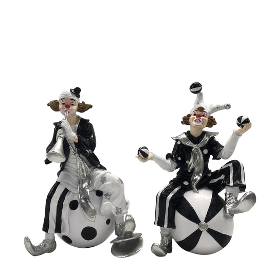 Art. 30088 Clowns auf Ball 2er Set weiß/schwarz